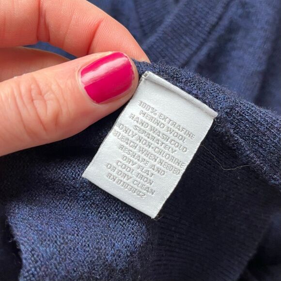 Toscano Firenze Merino Wool Sweater Vest SZ L Navy V-Neck - Picture 4 of 8